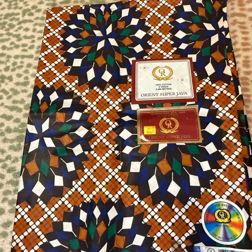 Orient Super Java African wax print Geometric Fabric 6 yards